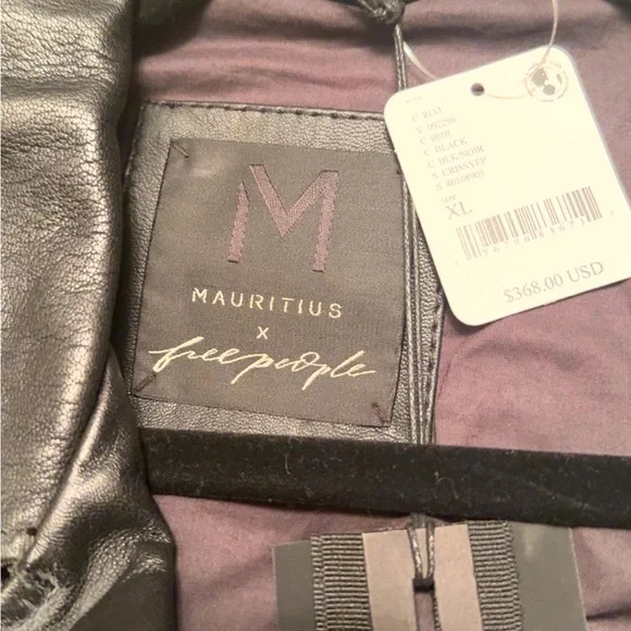 Free People Embroidered Black Leather Moto Jacket with Fringe - Floral Detail - Picture 7 of 13